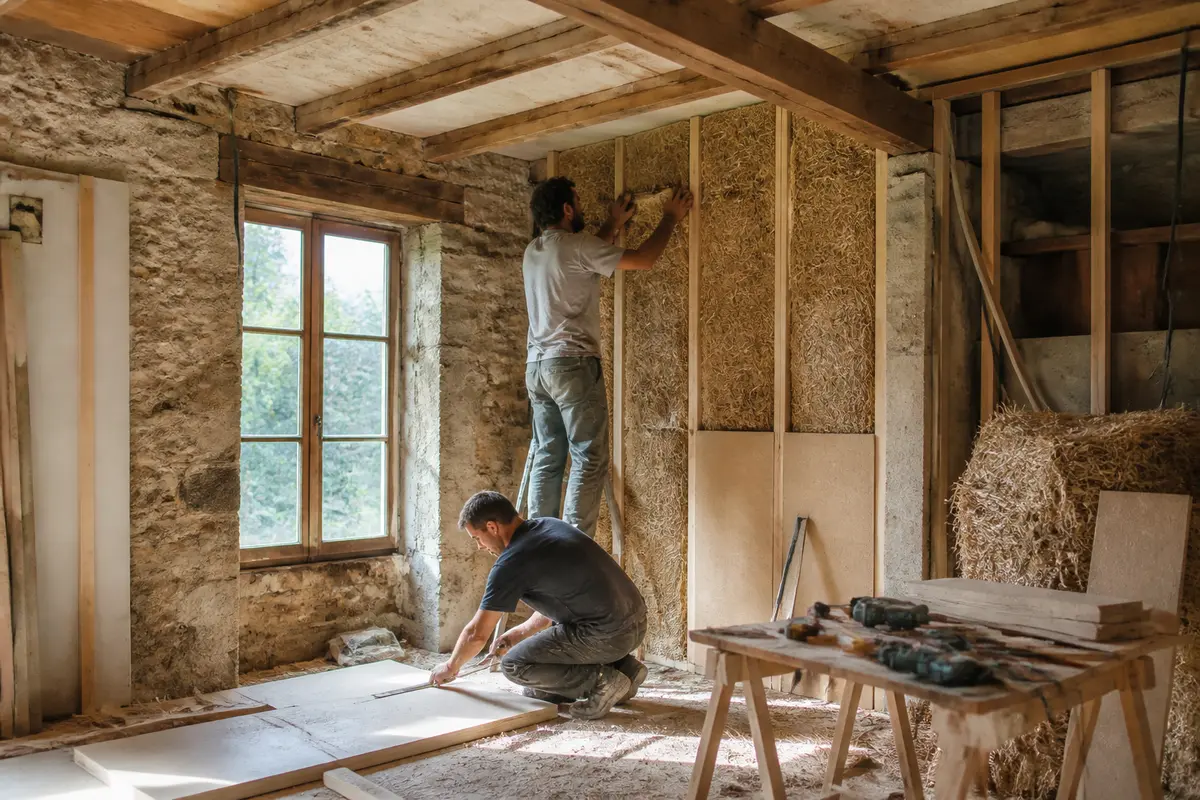 Rénovation d'une maison ancienne avec isolation écologique pour un projet de transformation durable